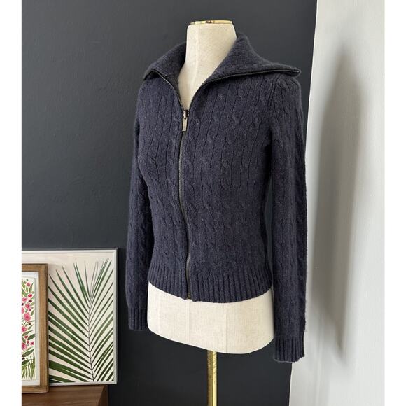 Ralph Lauren Black Label Cashmere Full Zip Cardigan Quite Luxury Preppy Y2K - Picture 2 of 12